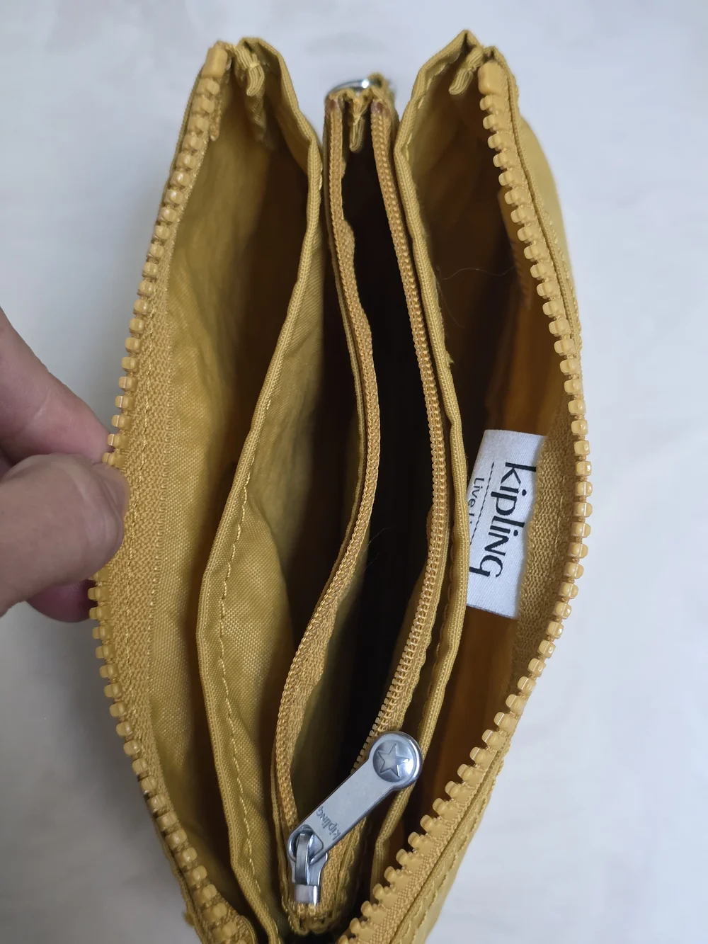 Kipling Money Love World Yellow Nylon Zip Wallet with Monkey Charm